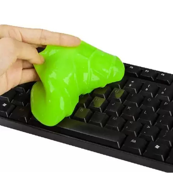 Gel slime pentru curatarea prafului si murdariei din locuri greu accesibile, material siliconic, reutilizabil, non-toxic, ideal pentru tastaturi, auto si electronice, verde [3]