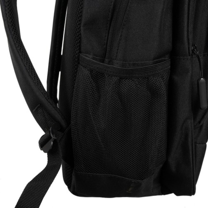 Ghiozdan rucsac scolar 30L, negru, cu breloc , dimensiuni 50x28x19cm [6]