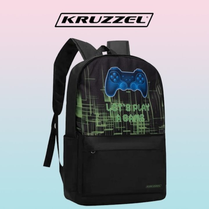 Ghiozdan rucsac scolar Kruzzel 22L, negru, cu rucsac si sac pentru incaltaminte, dimensiuni 44x28x20cm [3]