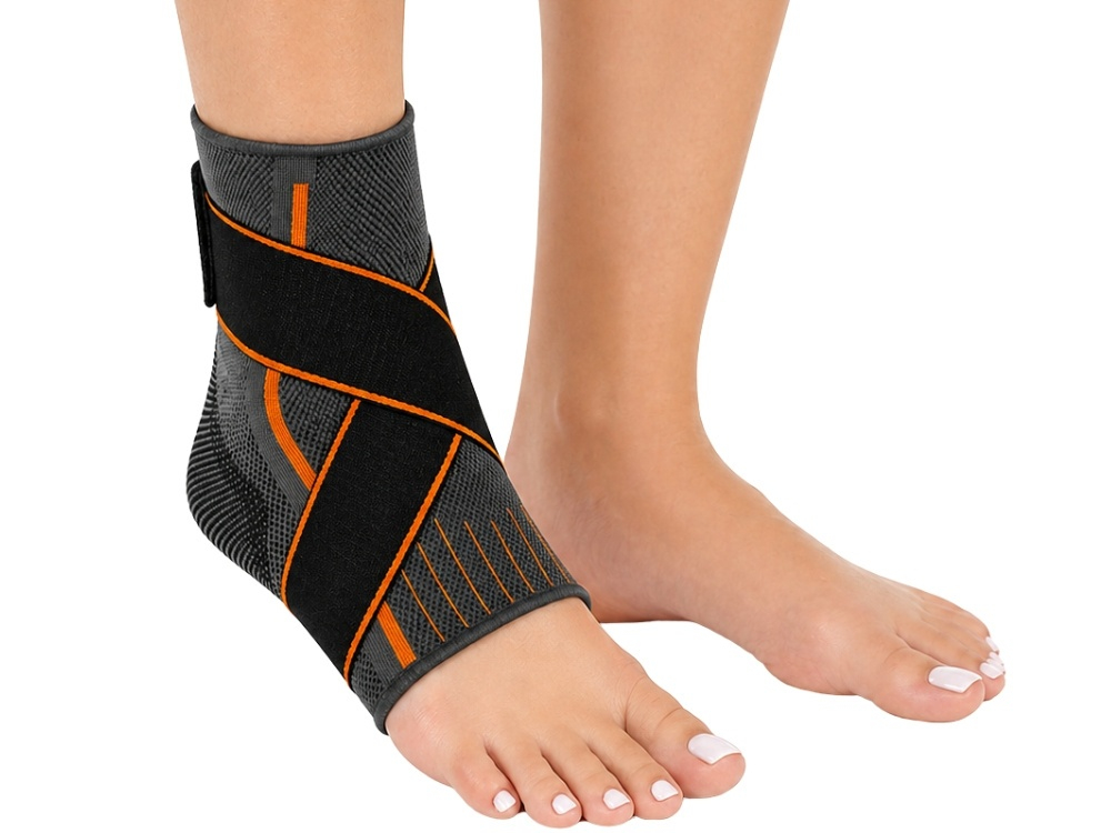 Glezniera ajustabila, elastica, protectie glezna, prindere cu velcro, material elastic, respirabil, 25 x 10 cm, gri/portocaliu [3]