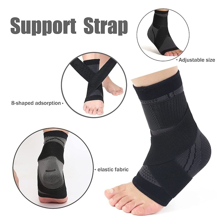Glezniera elastica, marime M, tip bandaj, protectie pentru glezna, negru/gri [4]