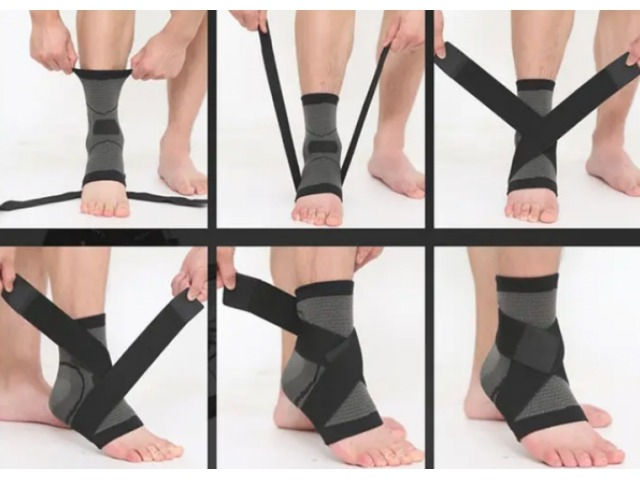 Glezniera elastica, marime M, tip bandaj, protectie pentru glezna, negru/gri [5]