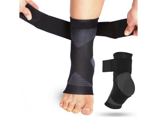 Glezniera elastica, marime M, tip bandaj, protectie pentru glezna, negru/gri [6]