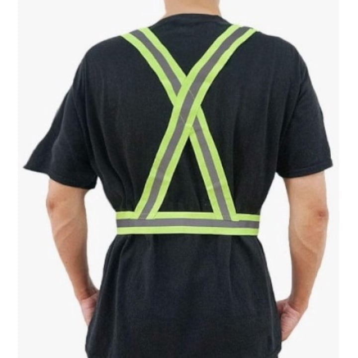 Ham cu banda reflectorizanta universal, reglabil, material elastic - Verde [5]