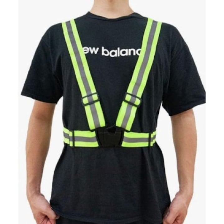 Ham cu banda reflectorizanta universal, reglabil, material elastic - Verde [4]