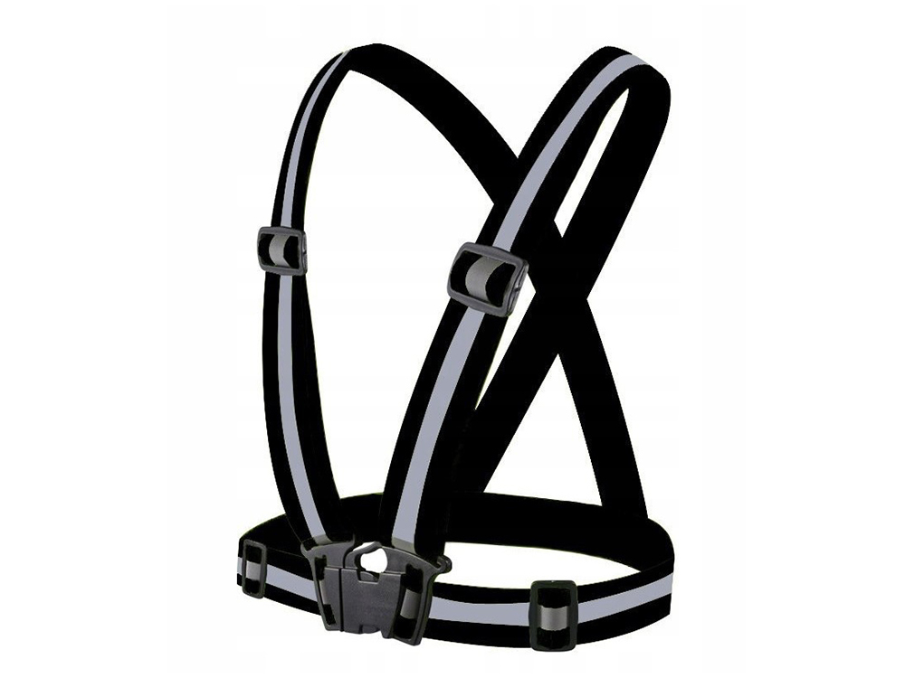 Ham reflectorizant negru reglabil, benzi elastice 40 mm, reflector 15 mm, talie 70-104 cm [5]