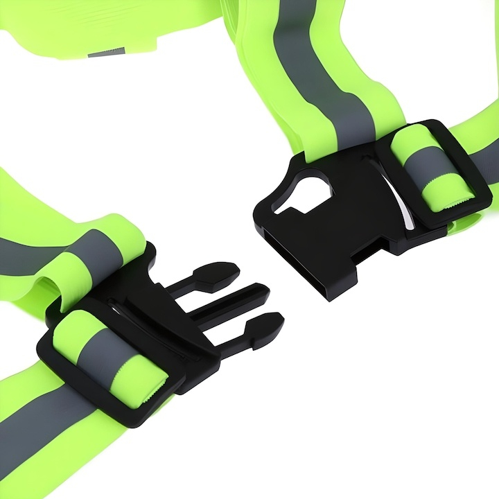 Ham reflectorizant reglabil, vizibilitate 360°, elastic, prindere cu catarama, marime universala, culoare verde neon [11]