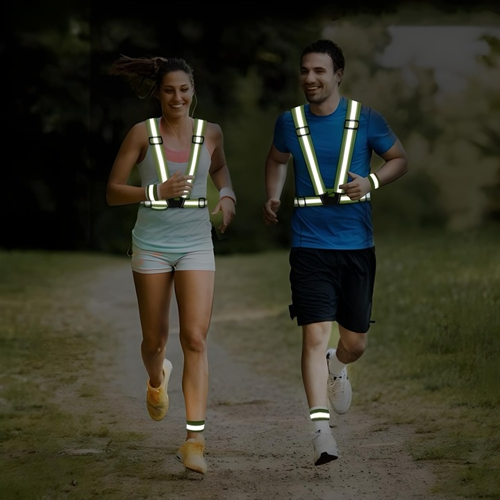 Ham reflectorizant reglabil, vizibilitate 360°, elastic, prindere cu catarama, marime universala, culoare verde neon [6]