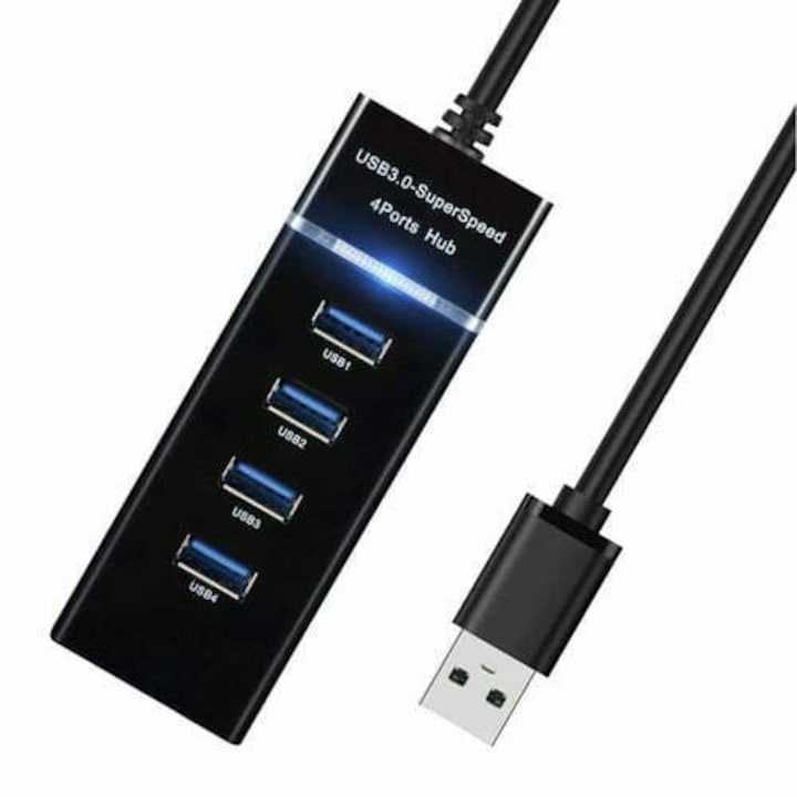 Hub 4x port USB, transmisie rapida 3.0 + adaptor USB-C pentru conectare la diverse dispozitive [5]