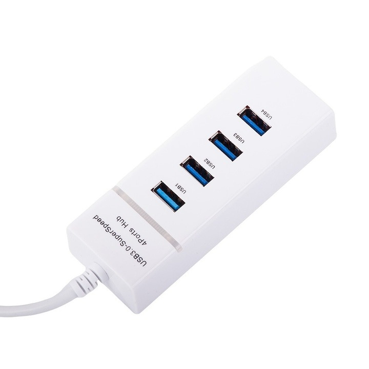 Hub 4x port USB, transmisie rapida, 5 Gbps, 480 Mbps - Alb [2]
