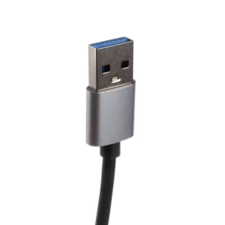 Hub pentru transfer date cu 4 porturi USB 3.0 si 2.0, carcasa din aluminiu, gri, compact, 9 x 1.7 x 0.9 cm [9]