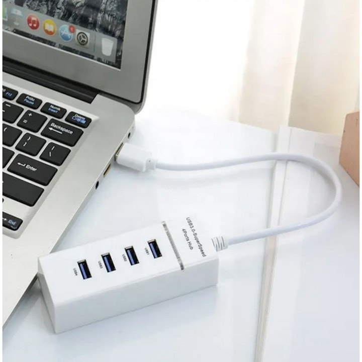 Hub USB 3.0 cu 4 porturi, Hi-Speed, alb – solutia compacta pentru conectivitate extinsa si transfer rapid de date [8]
