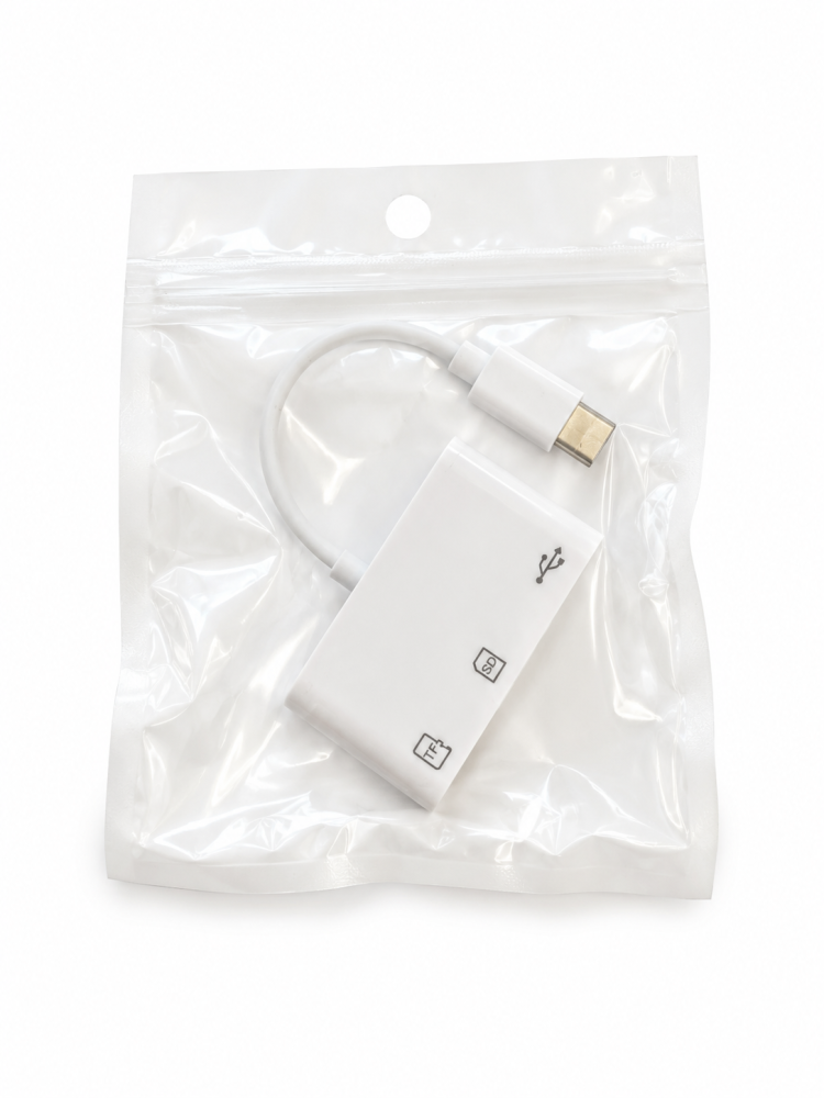 Hub USB-C alb 3 in 1 cu port USB 3.0, cititor card SD si TF microSD, adaptor Type-C pentru laptop, tableta, telefon si transfer fisiere [4]