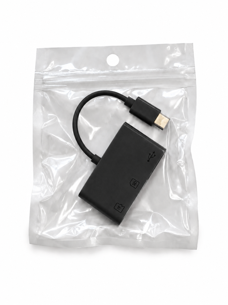 Hub USB-C negru 3 in 1 cu USB 3.0, cititor card SD si TF microSD, adaptor Type-C pentru laptop, tableta, telefon si transfer date [4]