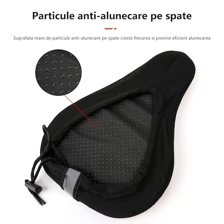 Husa pentru sa de bicicleta cu spuma,gel,poliester 28x16x4 cm - Negru [3]