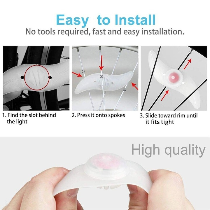 Iluminat LED decorativ, pentru spite de bicicleta - albastru [3]