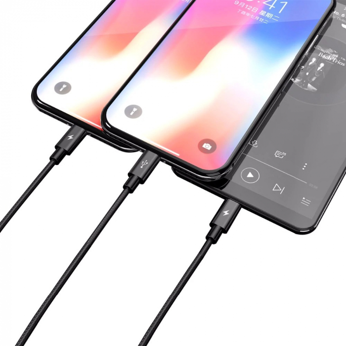 Cablu telefon 3in1, micro USB, type C, iphone 120 cm - Negru [5]