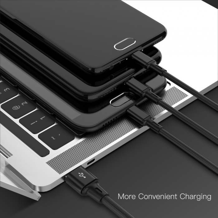 Cablu telefon 3in1, micro USB, type C, iphone 120 cm - Negru [6]