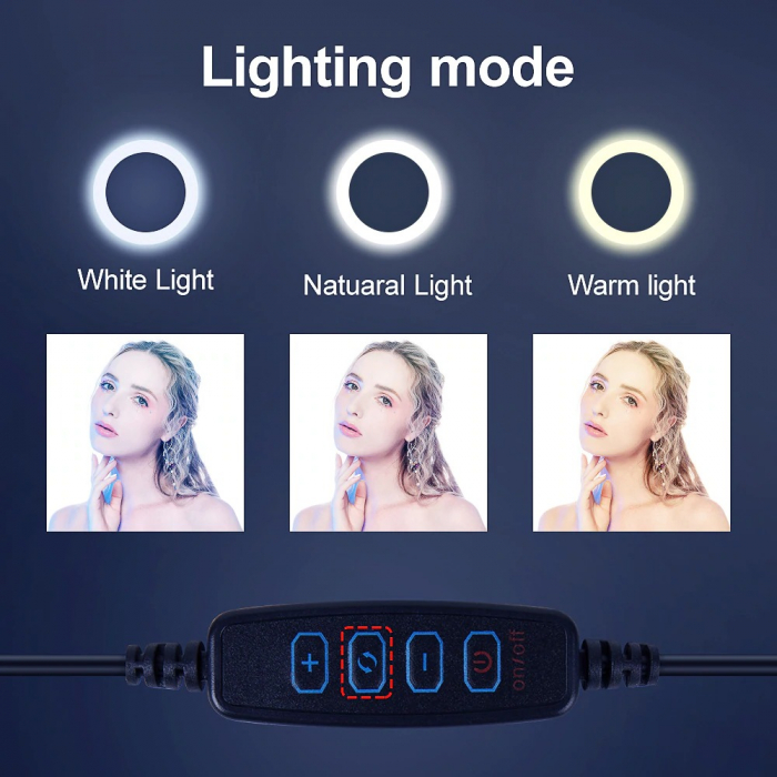 Lampa circulara LED diametru 26 cm,cablu de alimentare,cotrol din telecomanda [3]