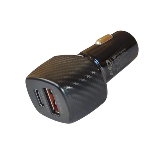 Incarcator auto 20W, alimentare 12-24V, 1x type C,1x USB - Negru [2]