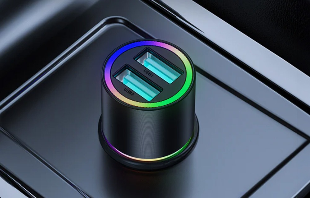 Incarcator auto, 2 x USB, 24W, 4.8 A, iluminare LED, negru [4]