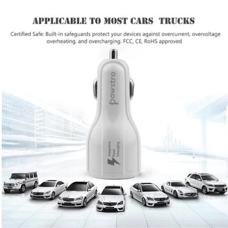 Incarcator bricheta auto 12V-24V, 2x USB 3.0 cu incarcare rapida - Alb [3]