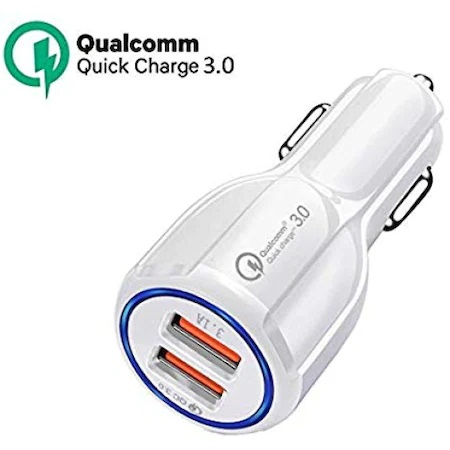 Incarcator bricheta auto 12V-24V, 2x USB 3.0 cu incarcare rapida - Alb [2]