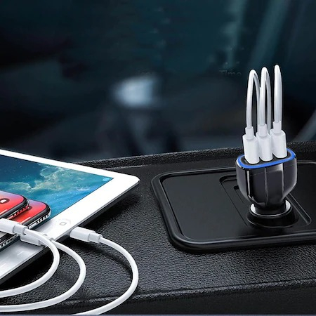 Incarcator auto 12V-24V, 3x USB cu incarcare rapida - Negru [4]