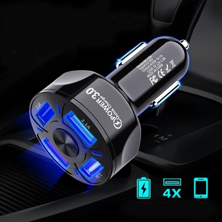 Incarcator auto 12-32V, incarcare rapida, 4x USB - Negru [2]