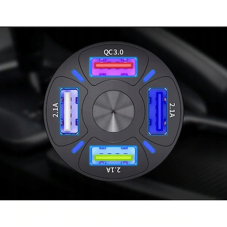 Incarcator auto 12-32V, incarcare rapida, 4x USB - Negru [5]