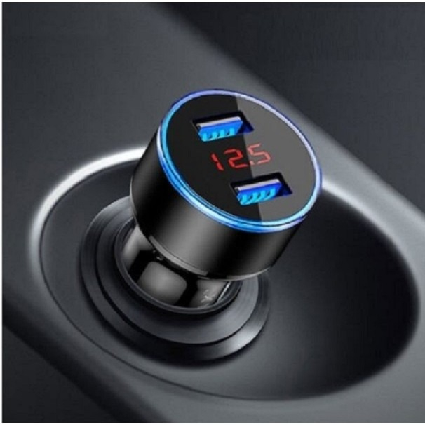 Incarcator auto cu afisaj digital LED, carcasa metalica, incarcare rapida PD si QC 3.0, dublu USB, putere pana la 6A, negru [2]