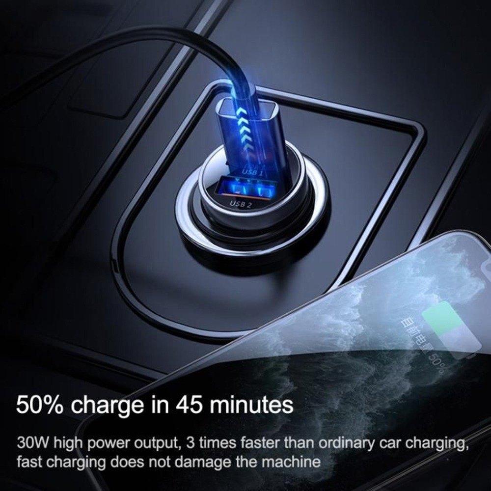 Incarcator auto, dual USB, fast charge, 30 W, QC 3.0, negru [3]