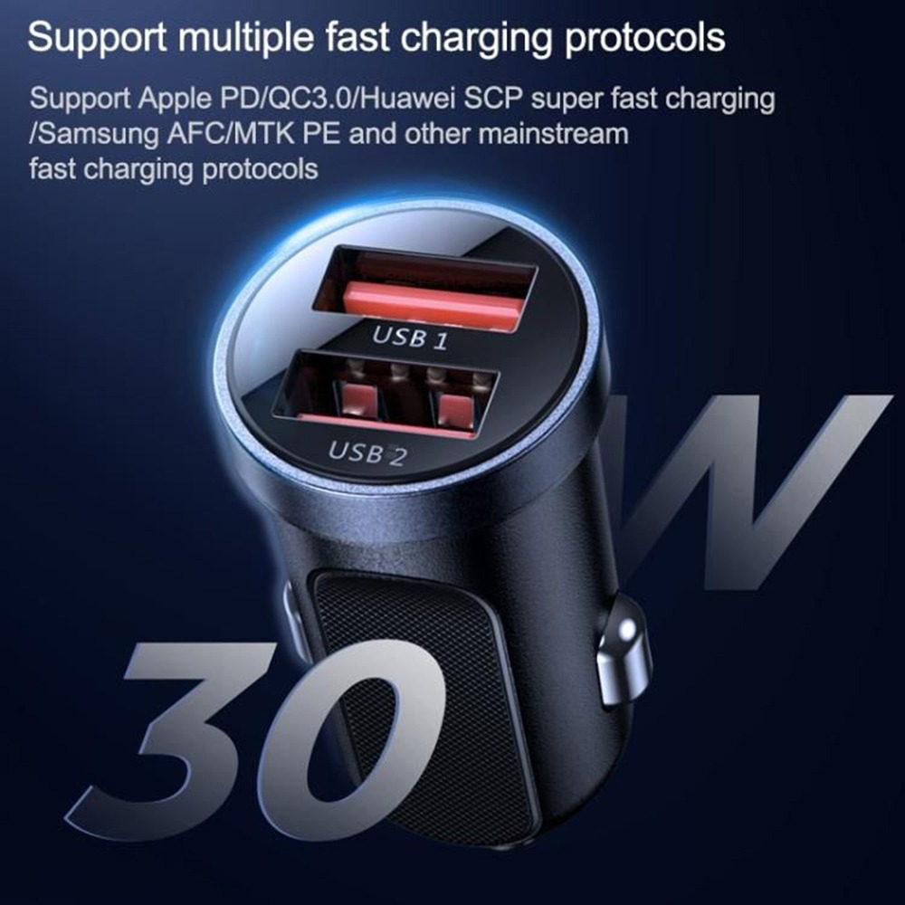 Incarcator auto, dual USB, fast charge, 30 W, QC 3.0, negru [2]