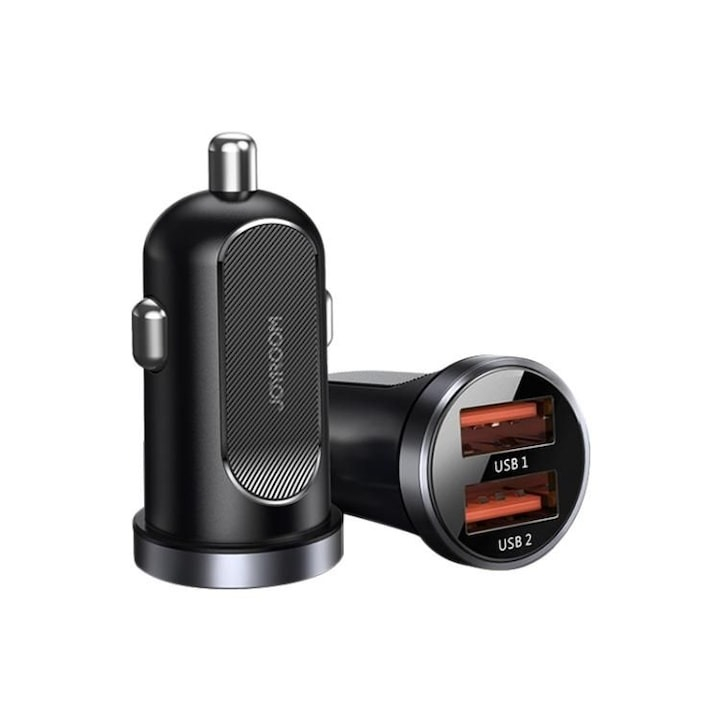 Incarcator auto, dual USB, fast charge, 30 W, QC 3.0, negru