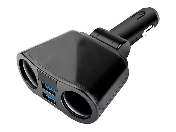 Incarcator auto splitter bricheta/2 x USB cu Led si afisaj Negru [3]
