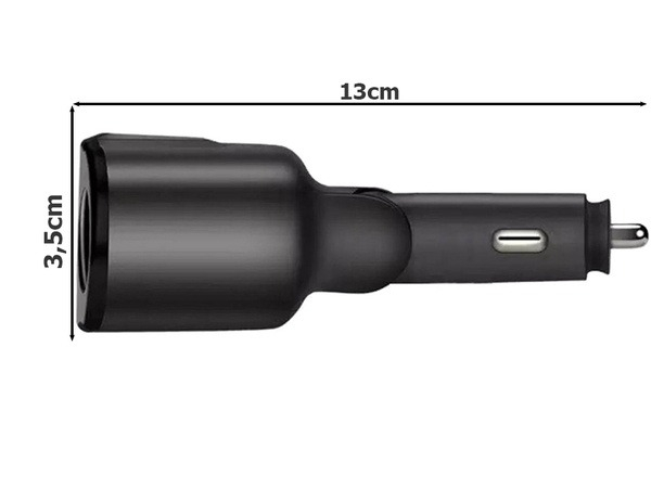 Incarcator auto splitter bricheta/2 x USB cu Led si afisaj Negru [6]