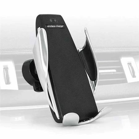 Suport auto telefon fixare pe grila de ventilatie,incarcare wireless - Negru/Argintiu [4]