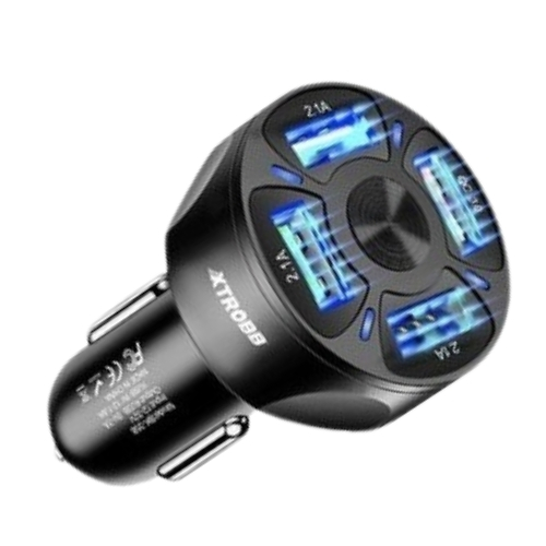 Incarcator auto 12-32V, incarcare rapida, 4x USB + cablu incarcare rapida 3in1 115 cm - Negru [2]