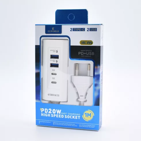 Incarcator priza cu 2x port USB si 2x port Type C,cablu alimentare 1 m - Alb [2]