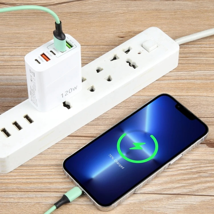 Incarcator cu 5 porturi, 2 x Type-C, 3 x USB, incarcare rapida, 120 W, universal, alb [3]
