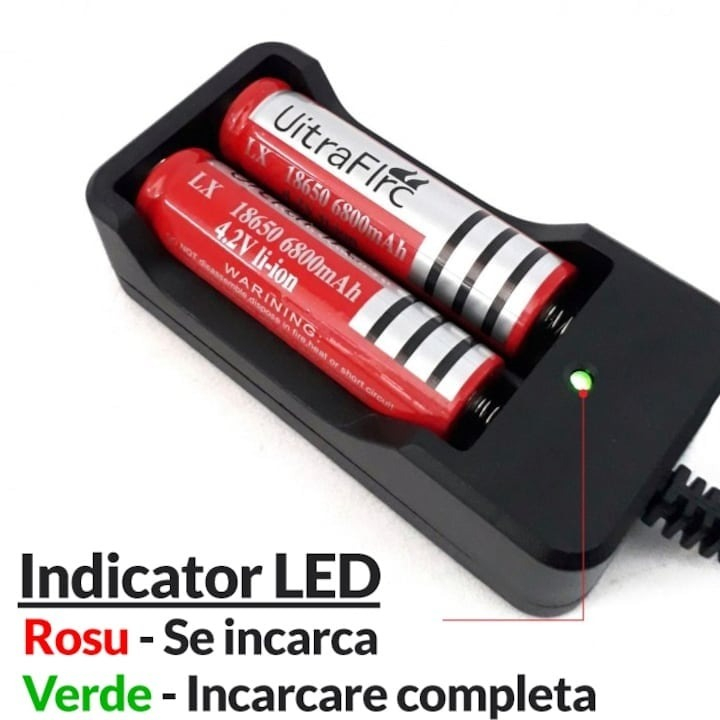 Incarcator de acumulatori Li-ion 18650, pentru 2 baterii - Negru [2]