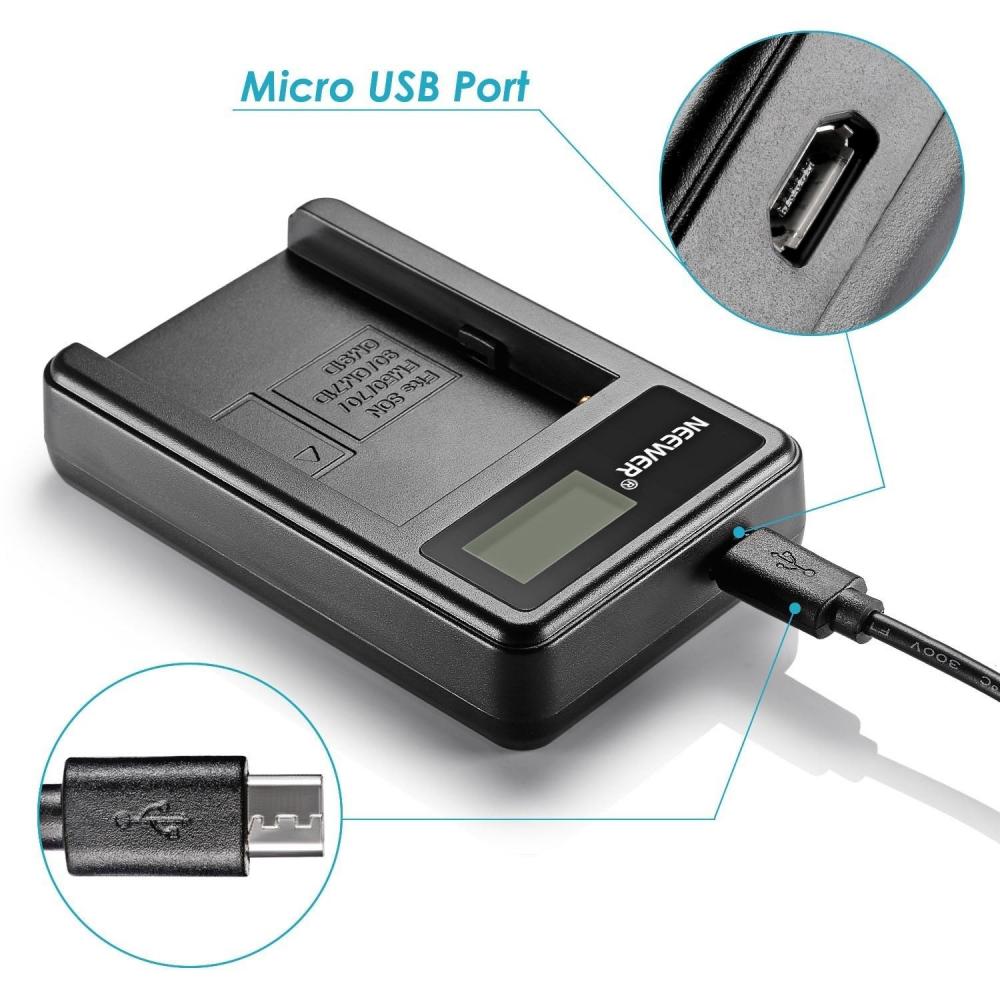 Incarcator Neewer pentru acumulator Sony NP-F970 F550/F750/F960 si alte baterii compatibile, afisaj digital [2]
