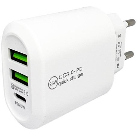 Incarcator priza 25W,incarcare rapida, 2x USB, 1x USB C - Alb [3]