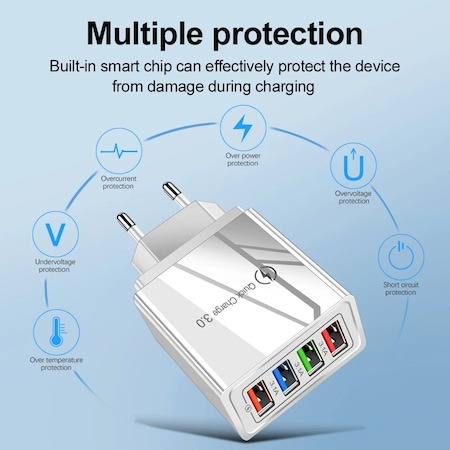Incarcator priza,incarcare rapida 3.0 cu 4x USB - Alb [4]