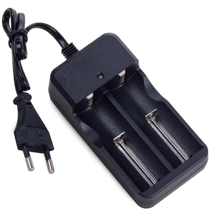 Incarcator universal de acumulatori Li-ion, pentru 2 baterii - Negru