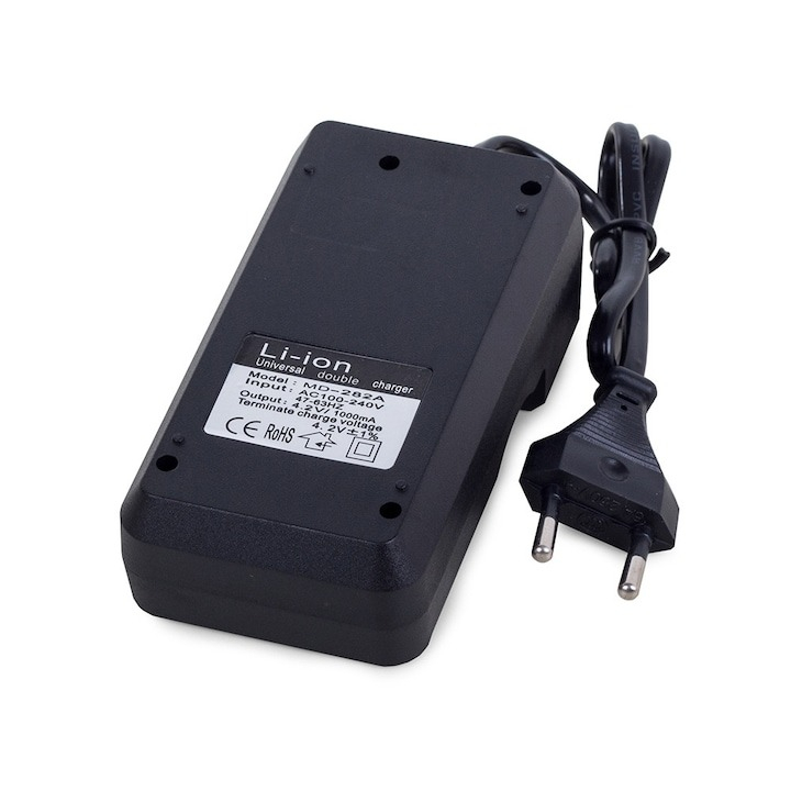 Incarcator universal de acumulatori Li-ion, pentru 2 baterii - Negru [4]