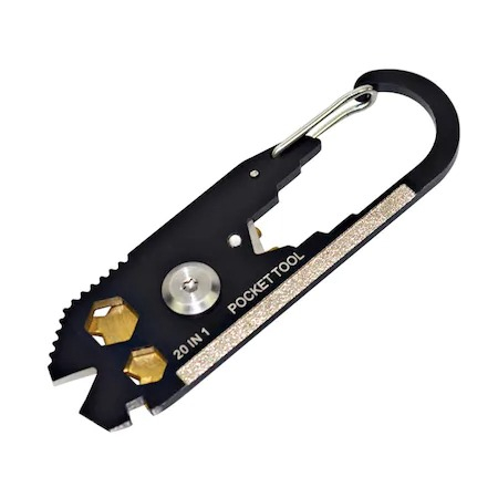 Inel cheie carabina, breloc de precizie multifunctional, multitool 20in1 [2]
