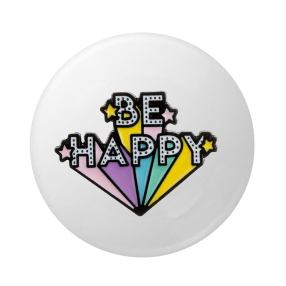 Insigna rotunda Be Happy multicolor cu stele decorative, 58 mm, prindere cu ac [1]