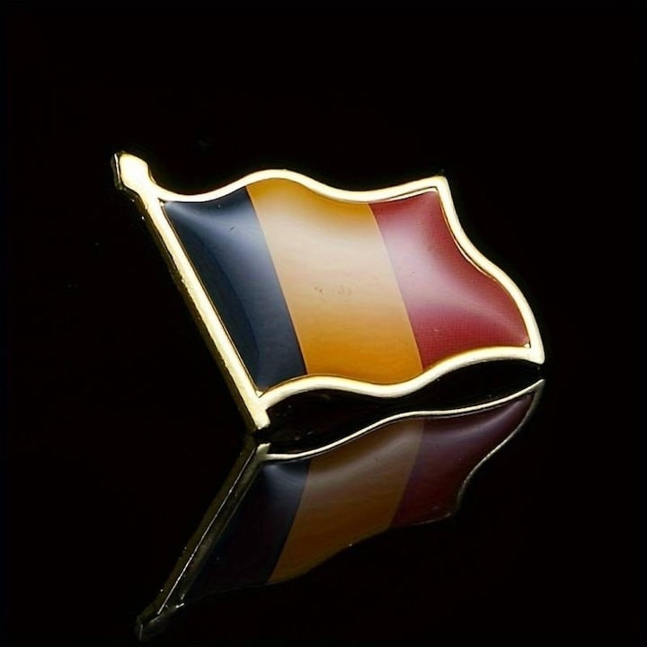 Insigna steag tricolor Romania din metal auriu cu email, model brosa cu ac de siguranta, 20 x 20 mm [3]