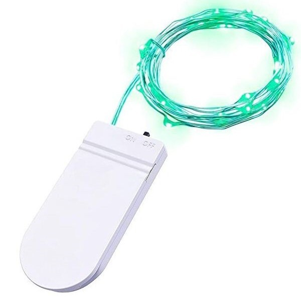 Instalatie de Craciun verde, 1 m, 10 LED-uri, alimentare cu baterii, fir flexibil, cablu luminos 0,6 m [3]